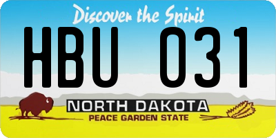 ND license plate HBU031