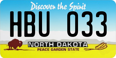 ND license plate HBU033