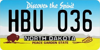ND license plate HBU036
