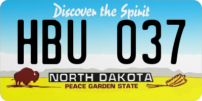 ND license plate HBU037