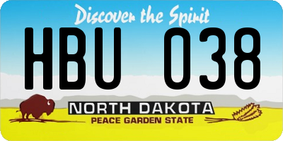 ND license plate HBU038