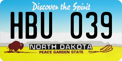ND license plate HBU039