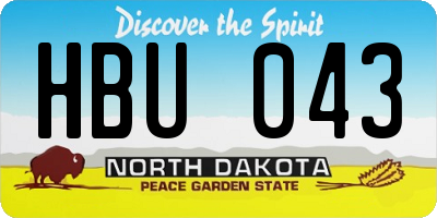 ND license plate HBU043