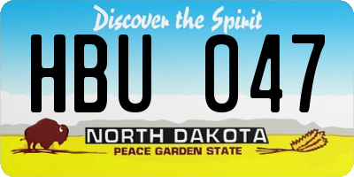 ND license plate HBU047