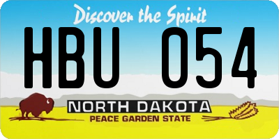ND license plate HBU054