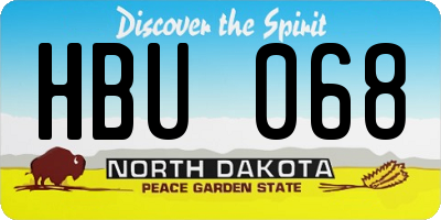 ND license plate HBU068