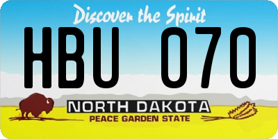 ND license plate HBU070
