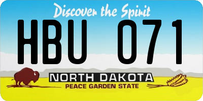 ND license plate HBU071