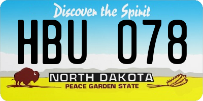 ND license plate HBU078