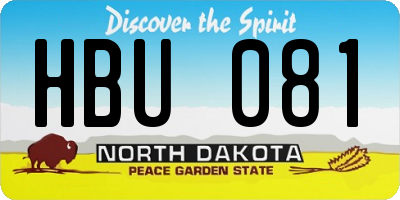 ND license plate HBU081