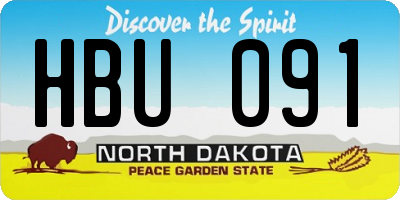 ND license plate HBU091