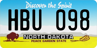 ND license plate HBU098