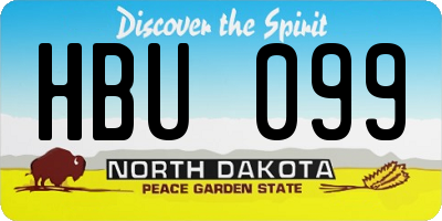 ND license plate HBU099