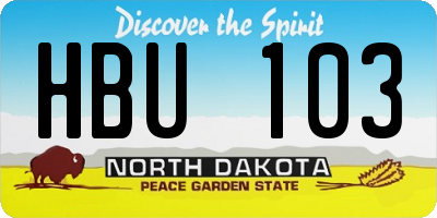 ND license plate HBU103