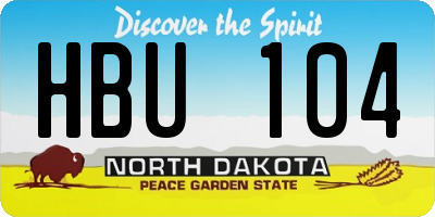 ND license plate HBU104