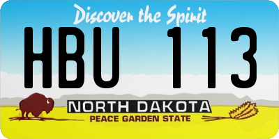 ND license plate HBU113