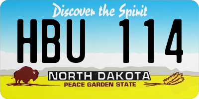 ND license plate HBU114