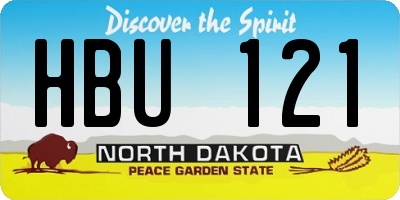ND license plate HBU121