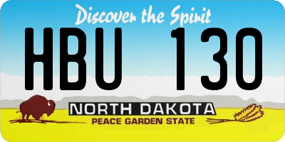 ND license plate HBU130