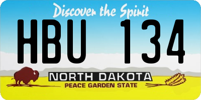 ND license plate HBU134