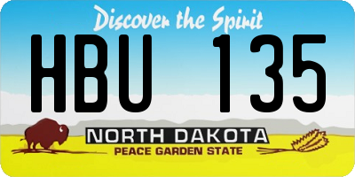 ND license plate HBU135