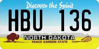 ND license plate HBU136