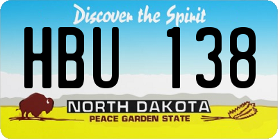 ND license plate HBU138