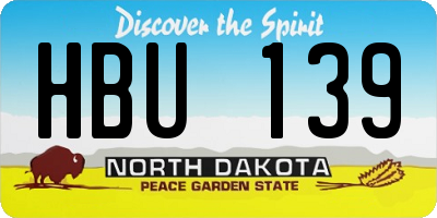 ND license plate HBU139