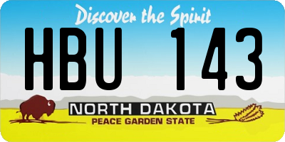 ND license plate HBU143