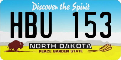 ND license plate HBU153