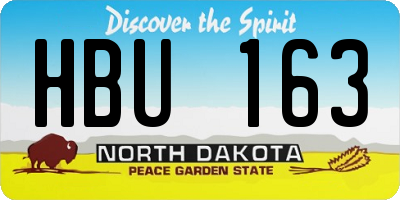 ND license plate HBU163