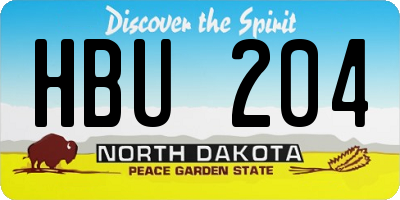 ND license plate HBU204