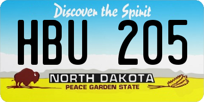 ND license plate HBU205