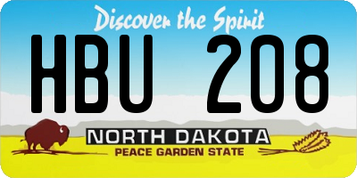 ND license plate HBU208