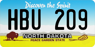 ND license plate HBU209
