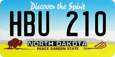 ND license plate HBU210