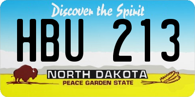 ND license plate HBU213