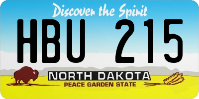 ND license plate HBU215