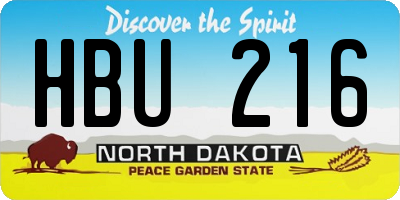 ND license plate HBU216