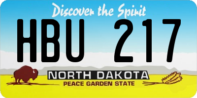 ND license plate HBU217