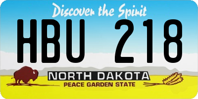 ND license plate HBU218