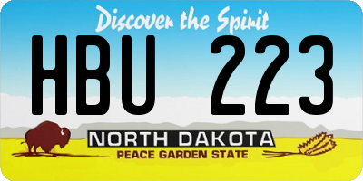 ND license plate HBU223