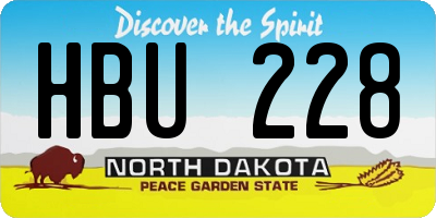 ND license plate HBU228