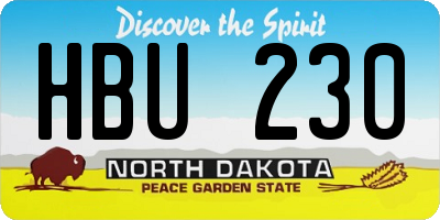 ND license plate HBU230