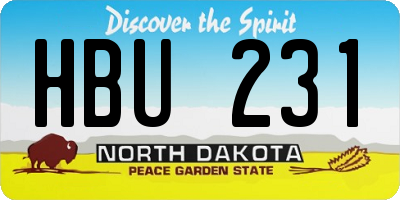 ND license plate HBU231