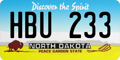 ND license plate HBU233