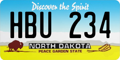ND license plate HBU234