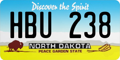 ND license plate HBU238