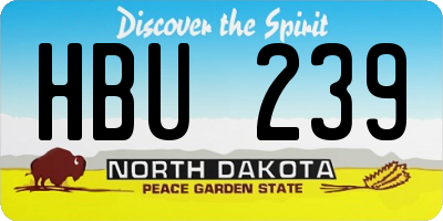 ND license plate HBU239