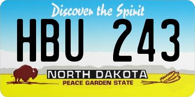 ND license plate HBU243